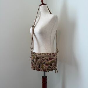 Floral Crossbody Bag Beige Botanical Print Y2K Coquette Cottagecore Purse